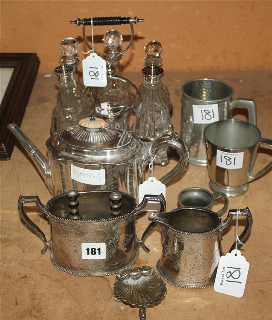 Silver plated cruet & mixed plate etc.